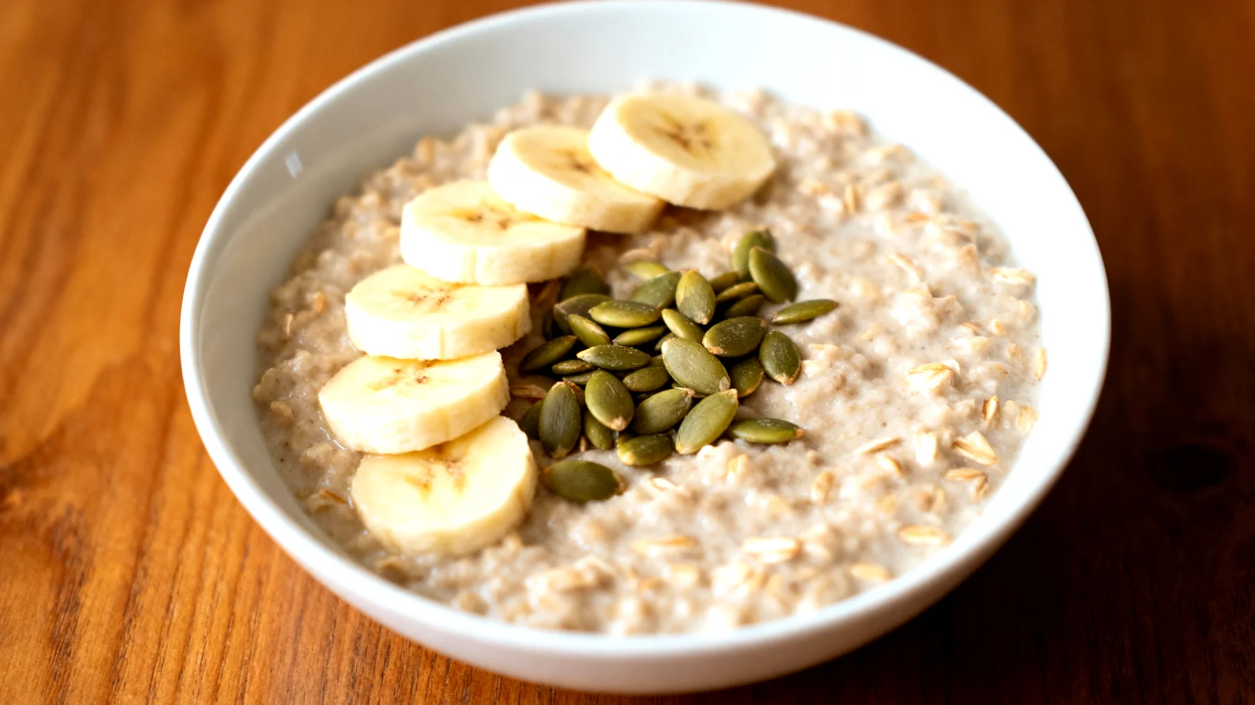 Porridge di avena con semi di zucca e banana"