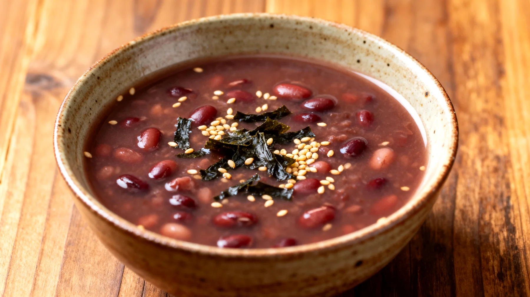 Zuppa di azuki e kombu con miglio"
