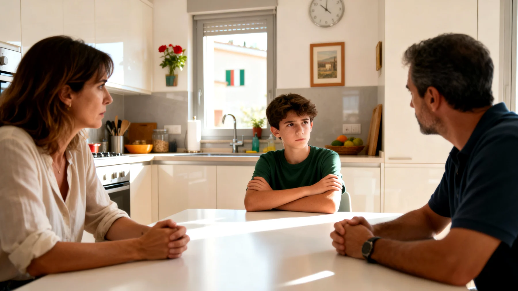 Genitori che faticano a gestire comportamenti impulsivi, atteggiamenti di ribellione e opposizione sistematica da parte dei figli adolescenti, con continui scontri su regole, orari e responsabilità"