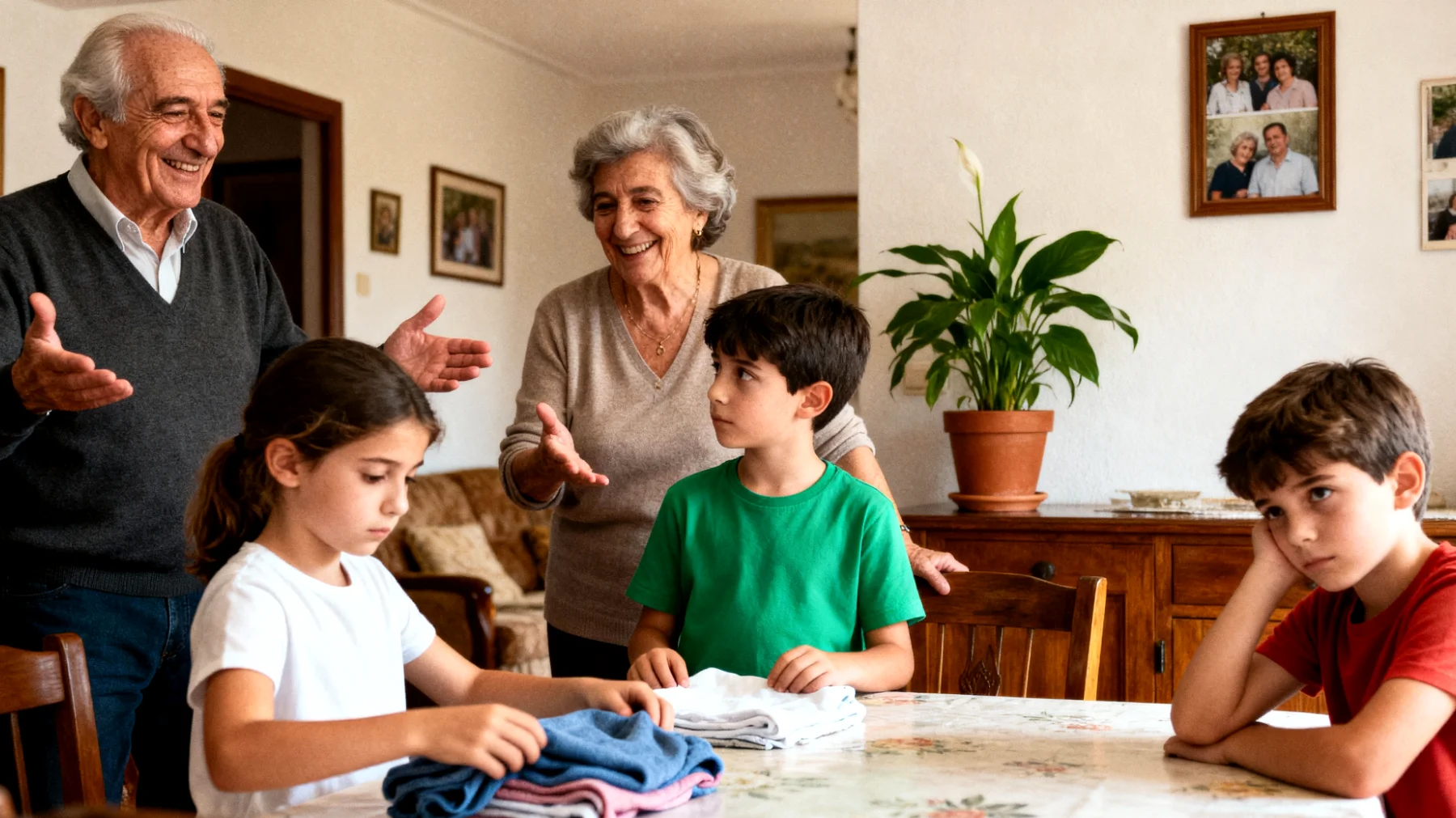 I nonni faticano a coinvolgere i nipoti bambini nelle attività quotidiane come riordinare i giochi, apparecchiare o preparare semplici merende, riscontrando disinteresse, lamentele continue o rifiuto attivo da parte dei piccoli"