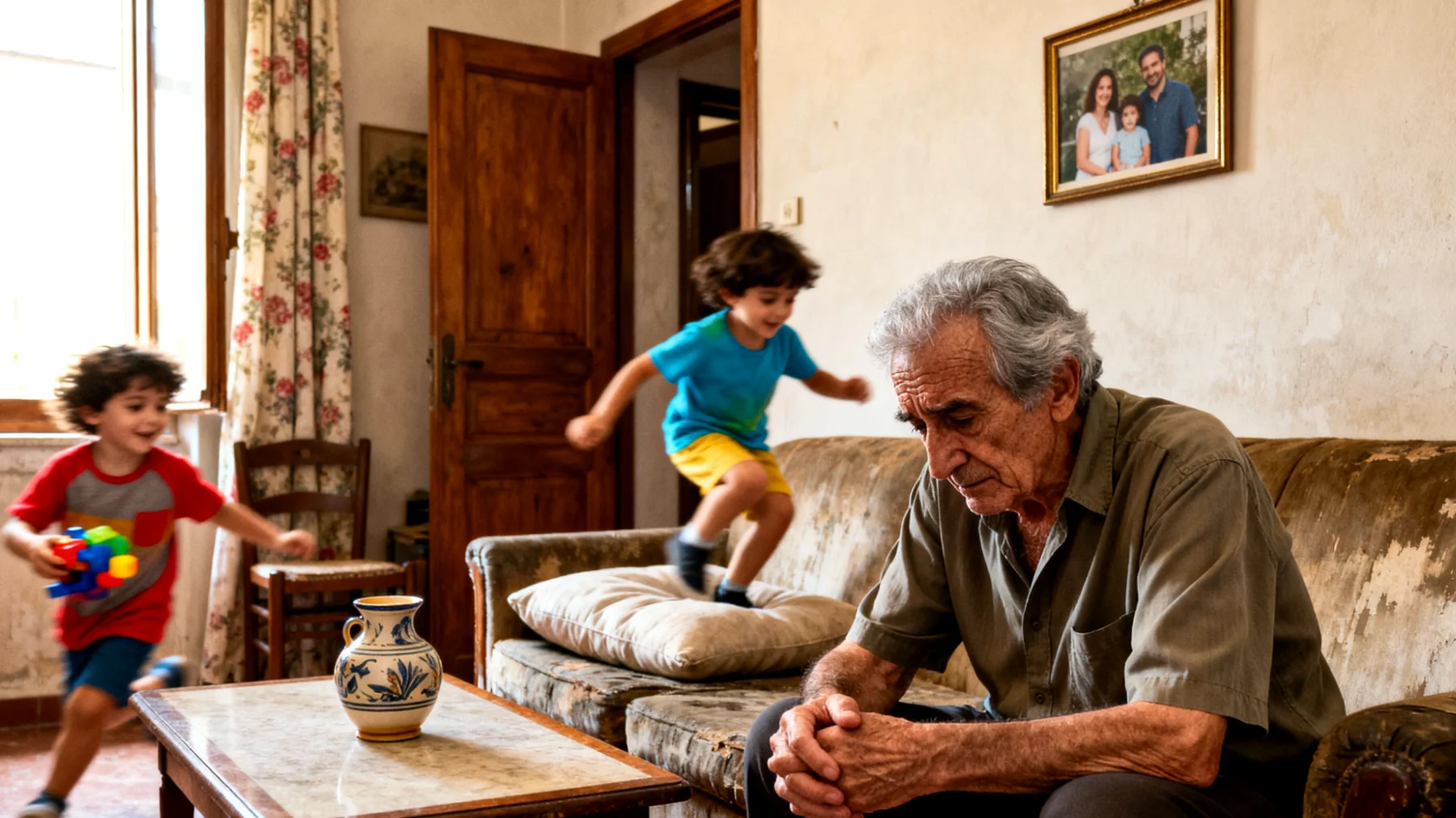 Il nonno fatica a gestire l'impulsività e i comportamenti oppositivi dei nipoti bambini, che non ascoltano, rispondono male e sfidano continuamente la sua autorità durante il tempo trascorso insieme"