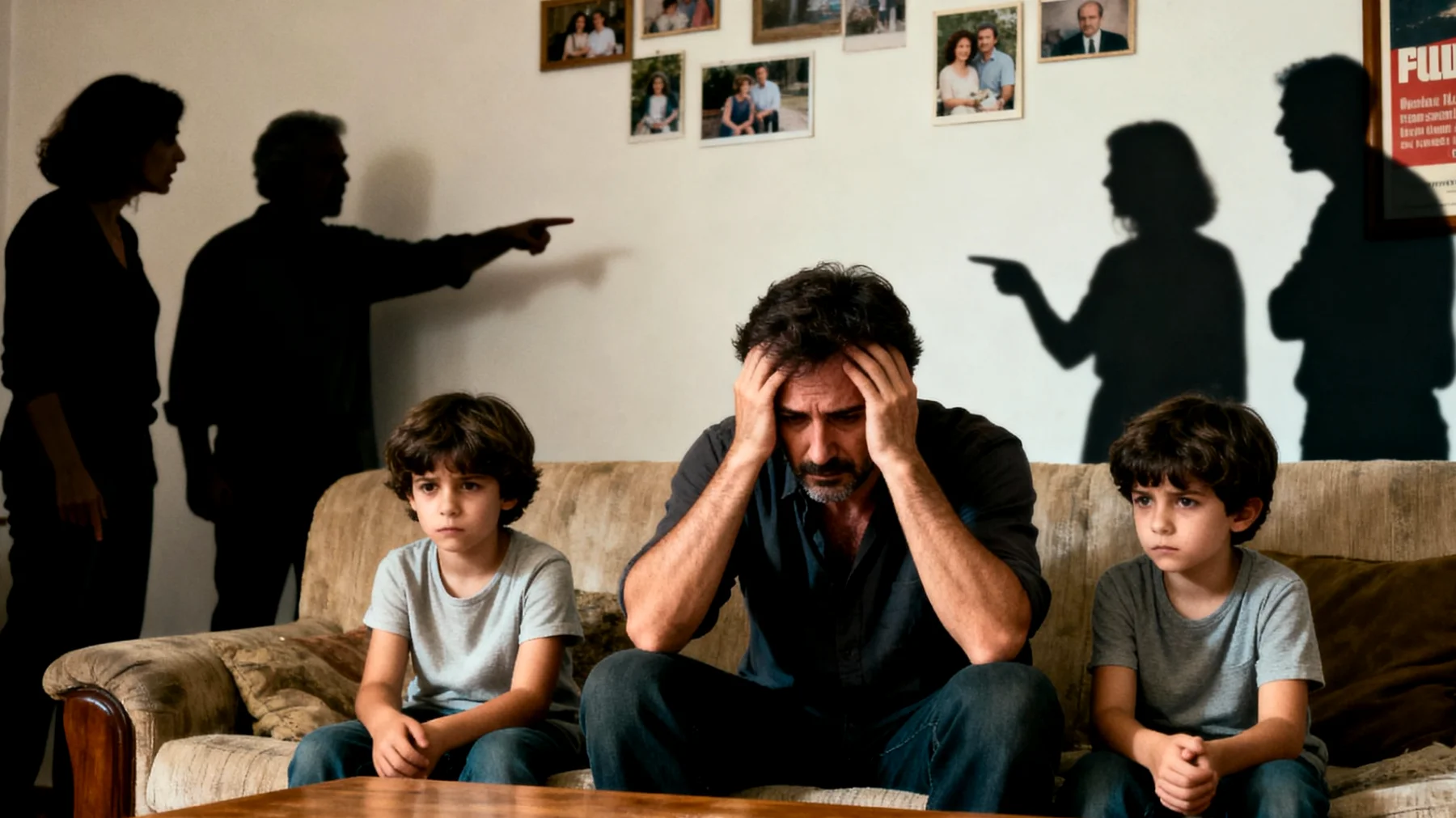 Un papà si trova in difficoltà nel gestire i suoi bambini a causa di continui conflitti con la famiglia allargata (ex coniuge, suoceri o altri parenti) che interferiscono con le sue scelte educative, creando confusione nei piccoli e minando la sua autorità genitoriale"