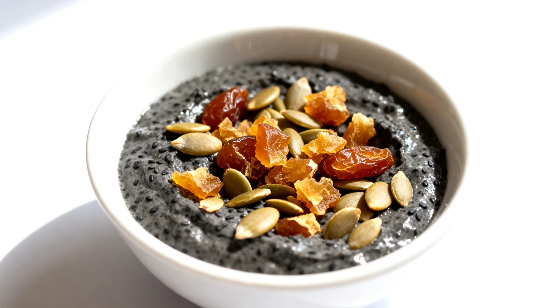 Crema di sesamo nero (tahini nero) con datteri e semi di zucca"