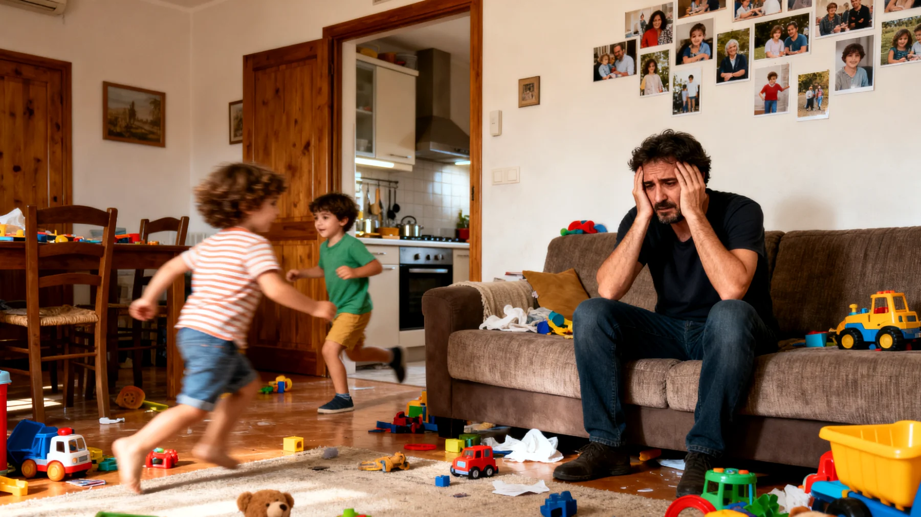 Genitori che faticano a stabilire regole e confini chiari con i propri bambini per paura di deluderli o ferirli, risultando in un ambiente domestico caotico dove i piccoli non rispettano limiti, orari o richieste, creando frustrazione negli adulti e insicurezza nei bambini"