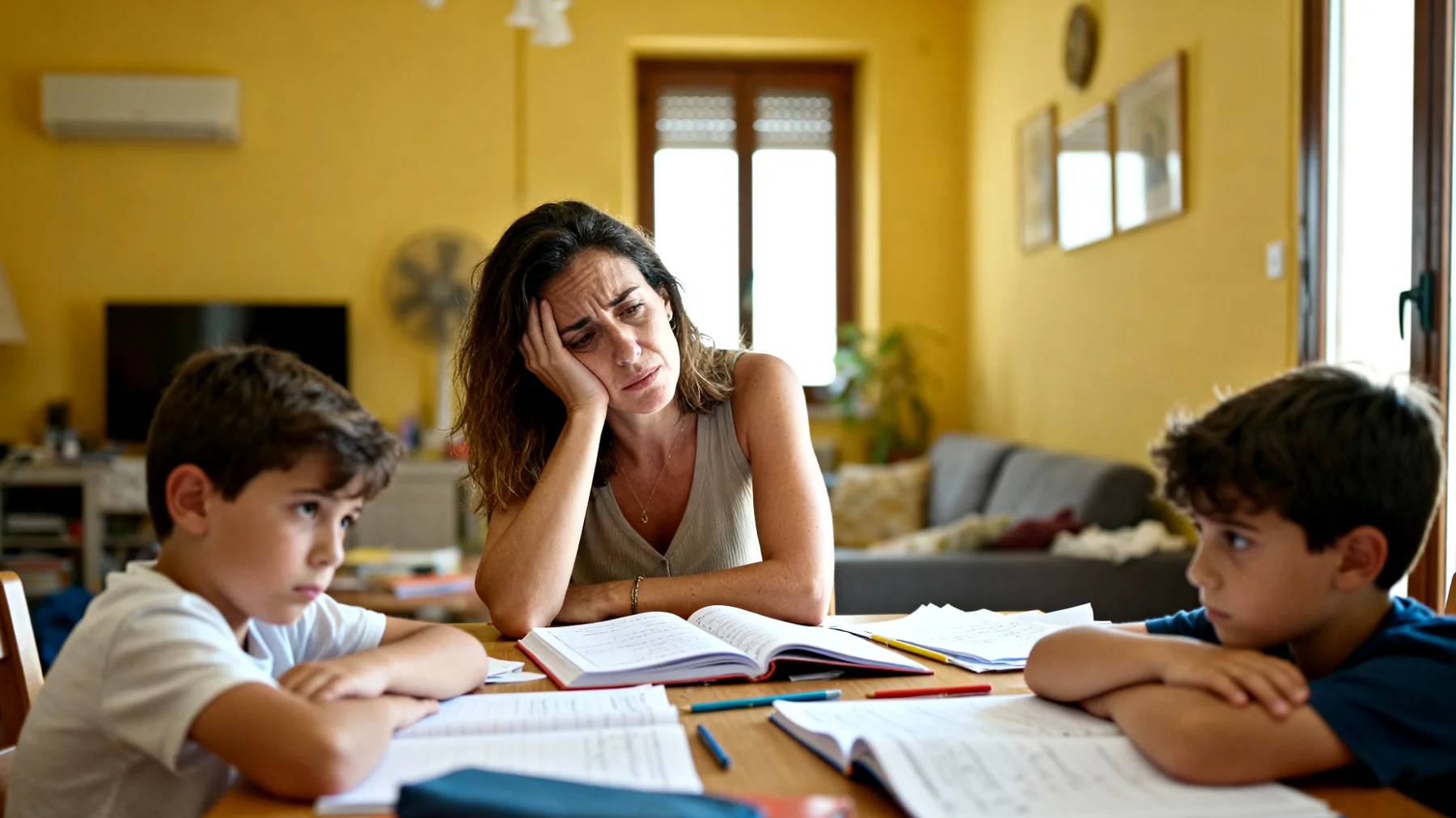 Una mamma che fatica a motivare i propri bambini nello studio, riscontrando scarso interesse per i compiti, difficoltĆ di concentrazione e frequenti capricci quando ĆØ il momento di fare i compiti o prepararsi per la scuola."
