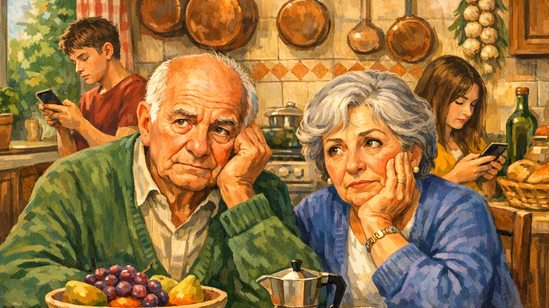 I nonni sono preoccupati per il futuro dei nipoti adolescenti, temendo che le loro scelte attuali possano compromettere opportunità future, ma faticano a comunicare queste ansie senza sembrare critici o invadenti"