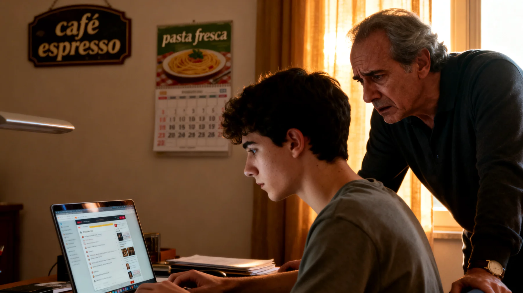 Un papà scopre che il figlio giovane adulto utilizza i social media in modo rischioso, condividendo informazioni personali sensibili, frequentando profili sospetti o esponendosi a potenziali pericoli online, e fatica a trovare il modo giusto per intervenire senza invadere la sua privacy o compromettere il rapporto di fiducia."