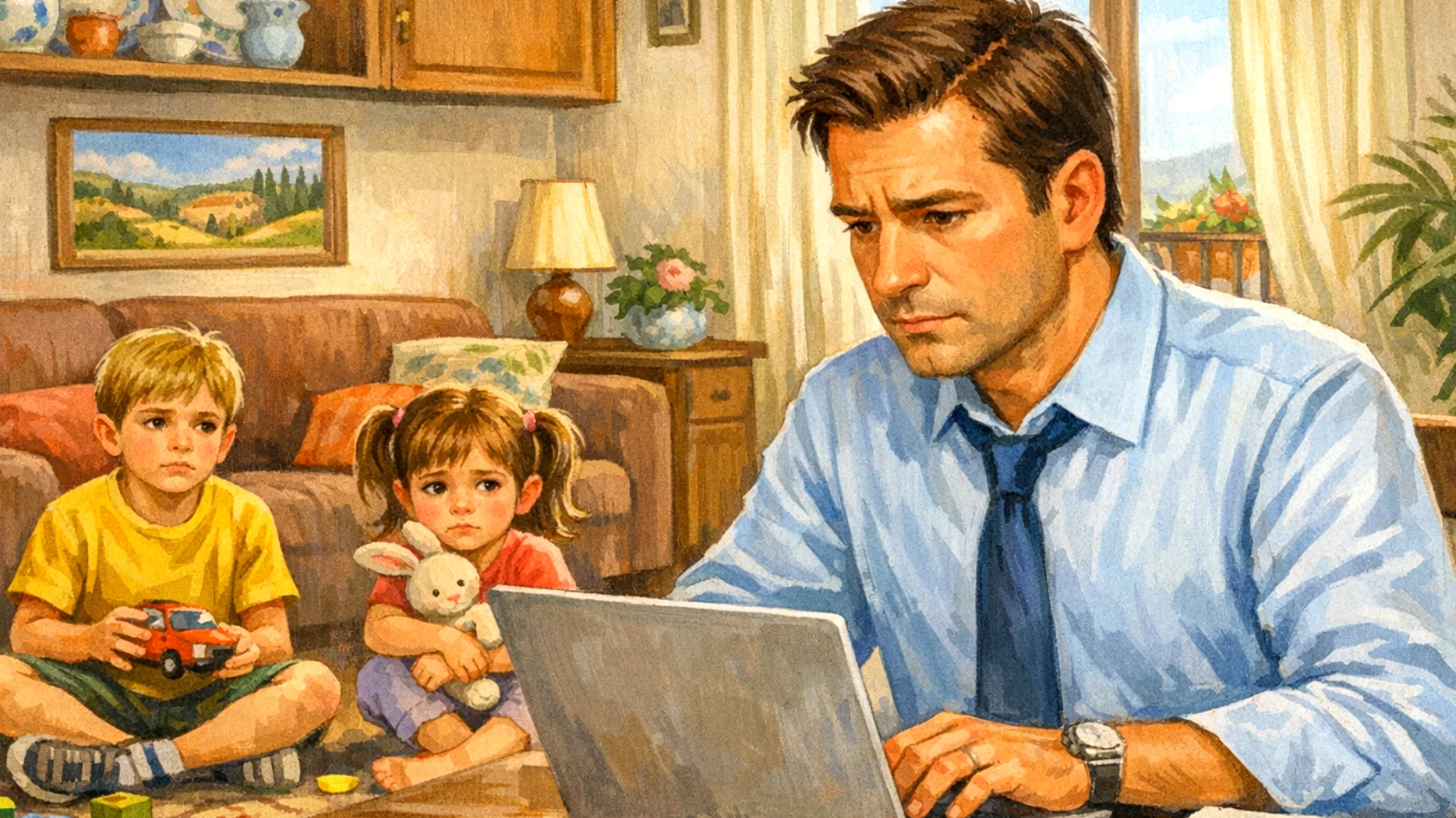 Il papà, impegnato con il lavoro e le responsabilità quotidiane, fatica a ritagliarsi momenti significativi da dedicare ai suoi bambini piccoli, rischiando di perdere occasioni preziose per costruire un legame profondo e partecipare attivamente alla loro crescita"