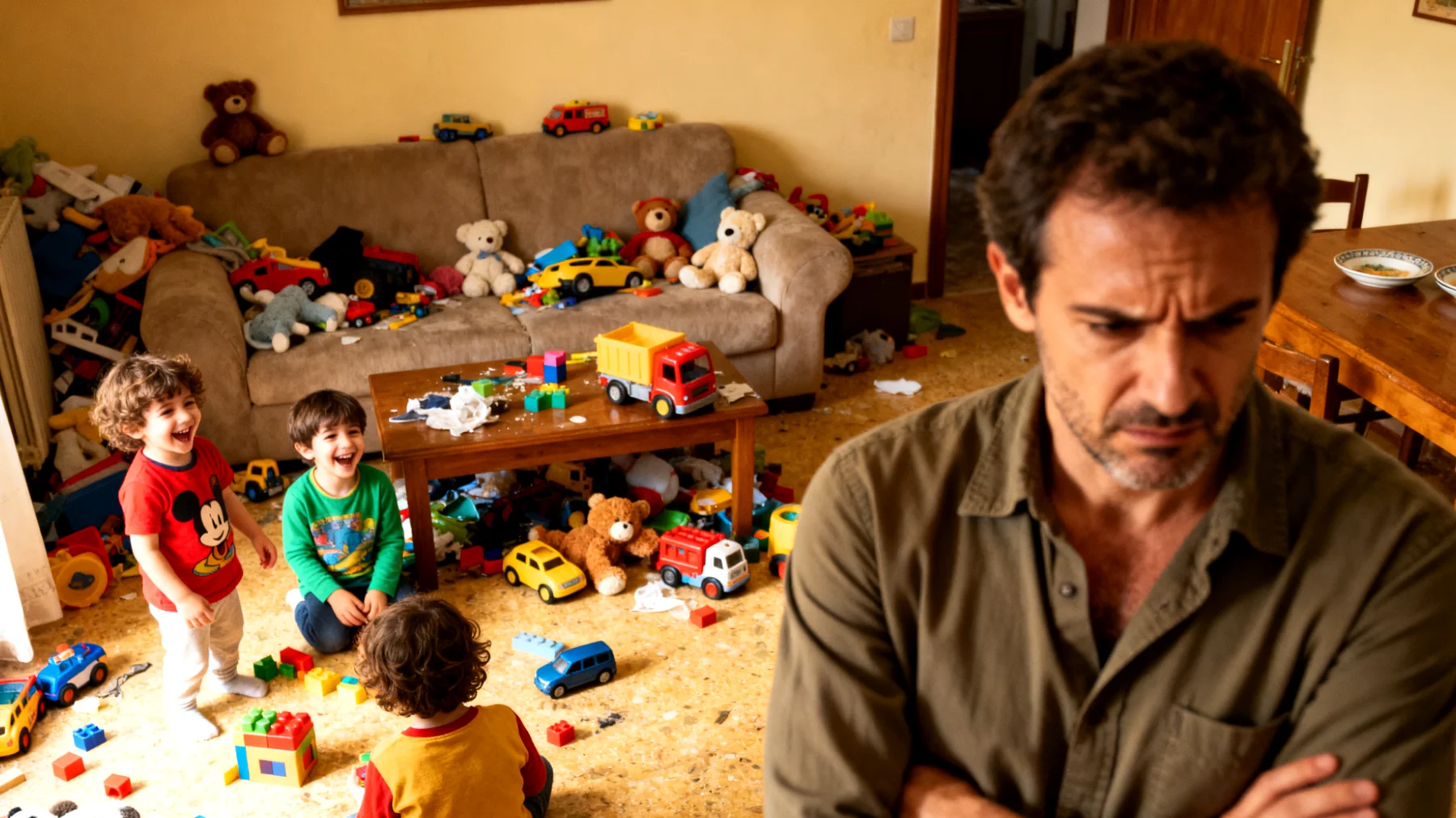 Papà fatica a coinvolgere i bambini nelle attività quotidiane come riordinare i giocattoli, apparecchiare o prepararsi per uscire, creando tensioni e ritardi continui"